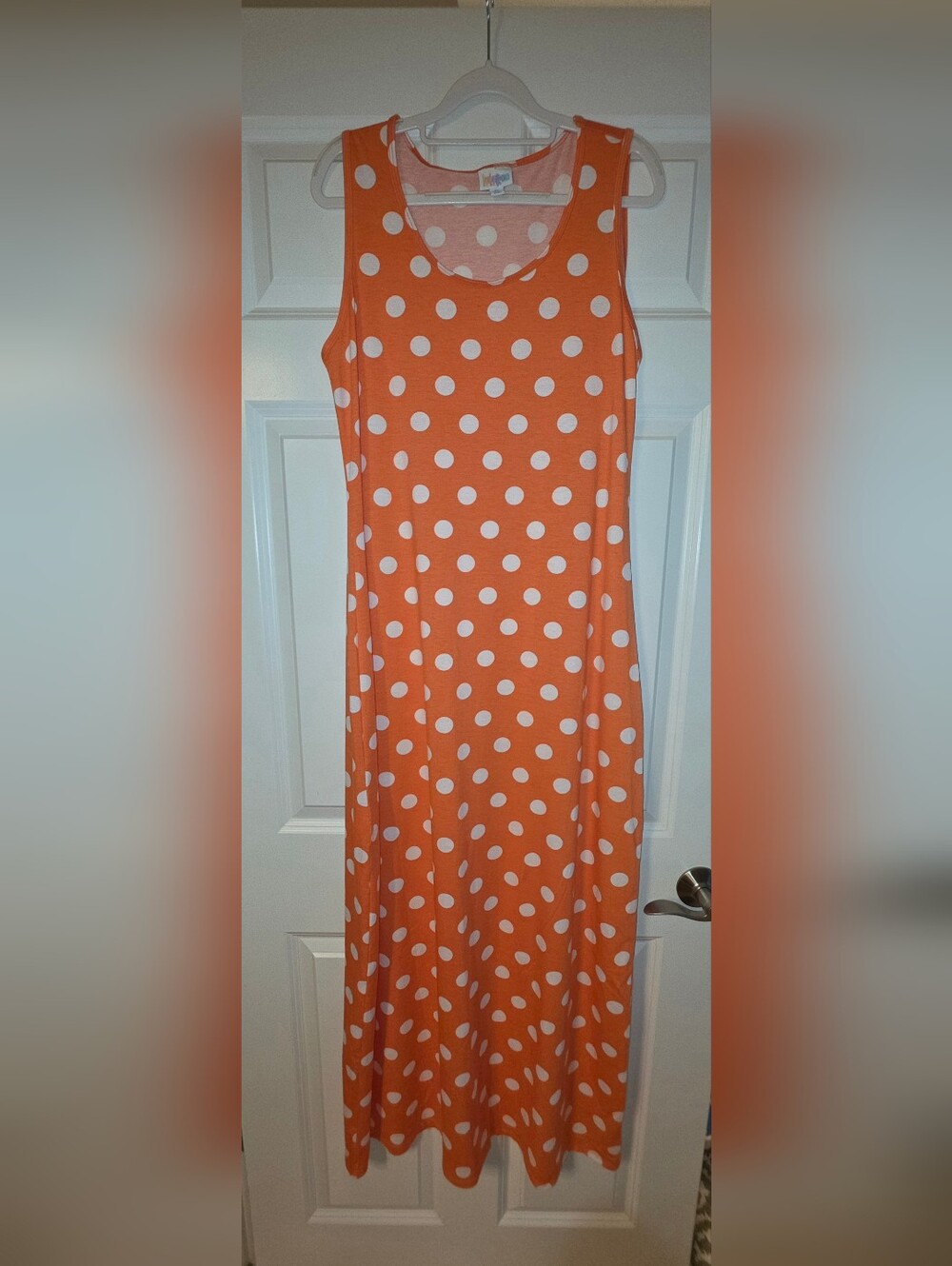 LuLaRoe Dani NWOT Orange Polka Dot Sleeveless Maxi Dress Size XL Retail$55 - Picture 2 of 4